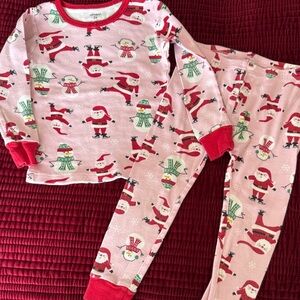 Carter’s Pink Santa Print Pajamas - 3T